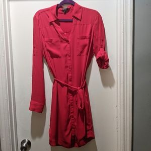 Express Red Button Down Dress Medium